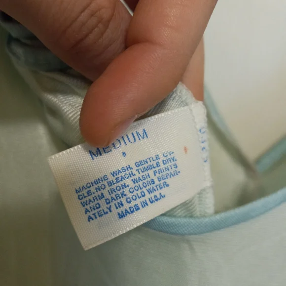 Mint blue vintage medium maxi nylon nightgown with flower - Picture 2 of 6